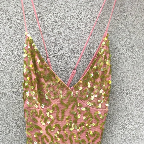 Sequined party dress - pink, lime green, FUN - Picture 5 of 6